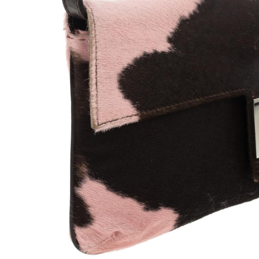 Fendi Pink Animal Pony Hair Cow Print Baguette Bag 1