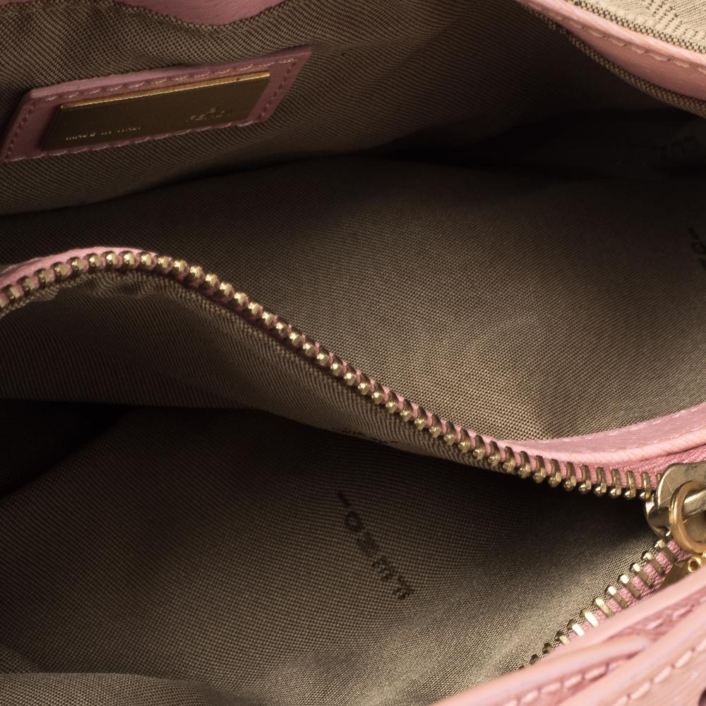 Fendi Pink/Beige Zucca Canvas and Leather Logo Flap Baguette Bag 2