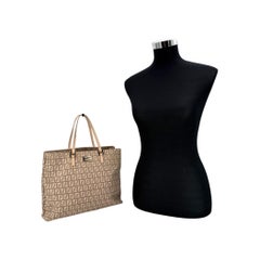 Fendi Pink Beige Zucchino Monogram Canvas Tote Shopping Bag