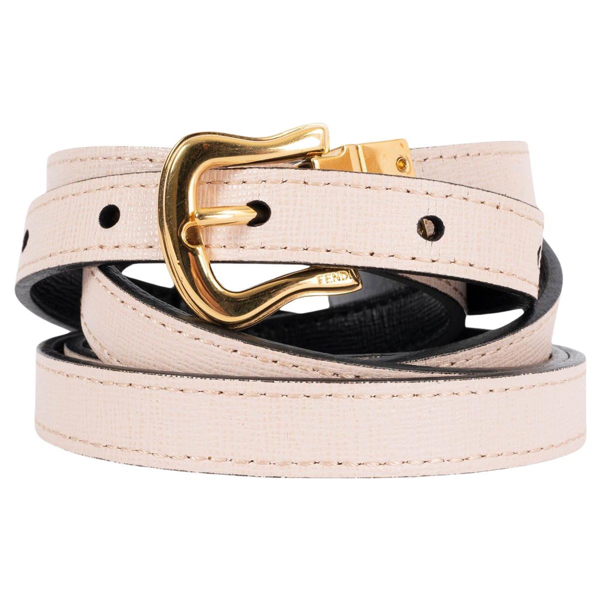 FENDI pink & black leather DOUBLE WRAP REVERSIBLE SKINNY WAIST Belt 75