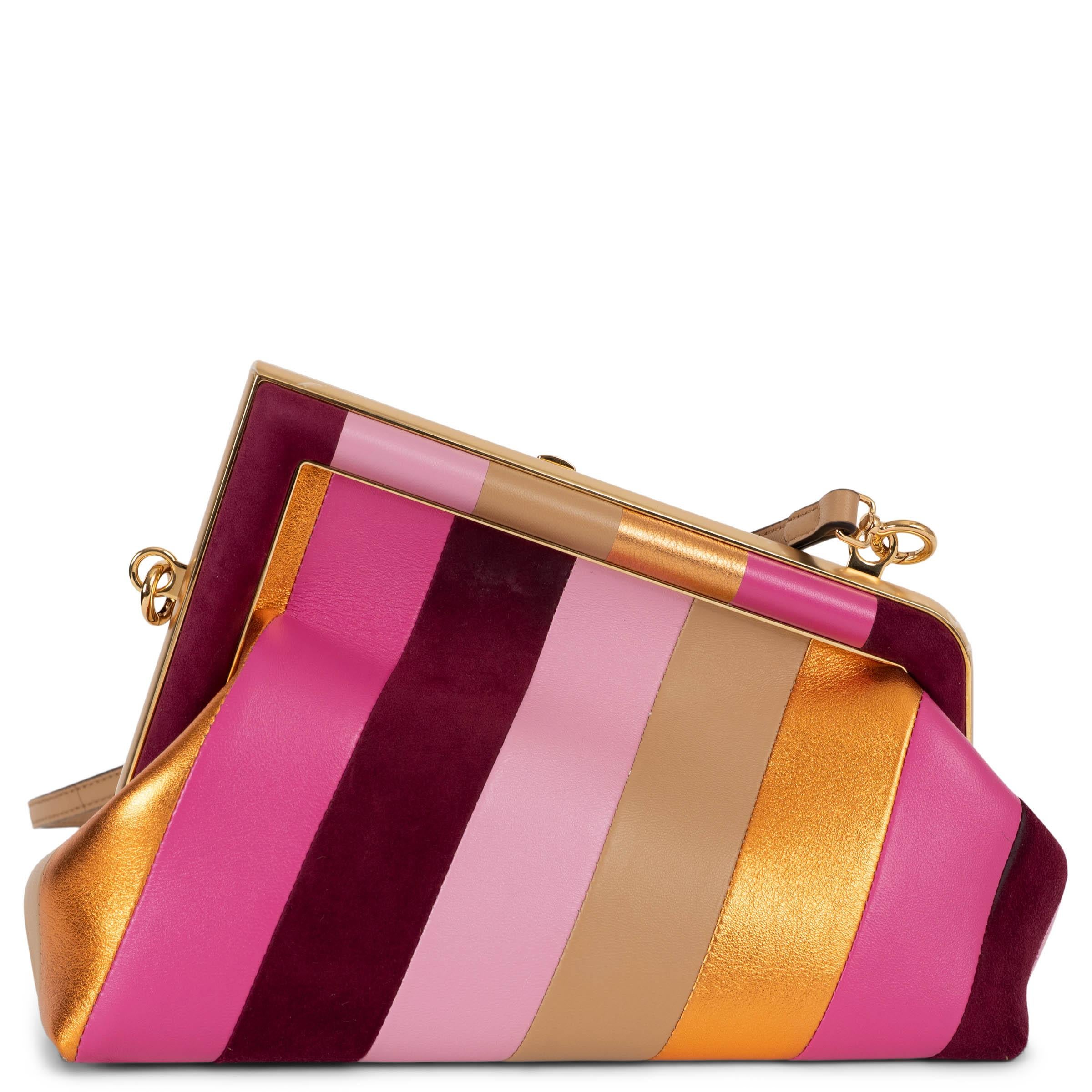 Rose FENDI rose bordeaux beige FRIST SMALL STRIPED Sac à bandoulière en vente