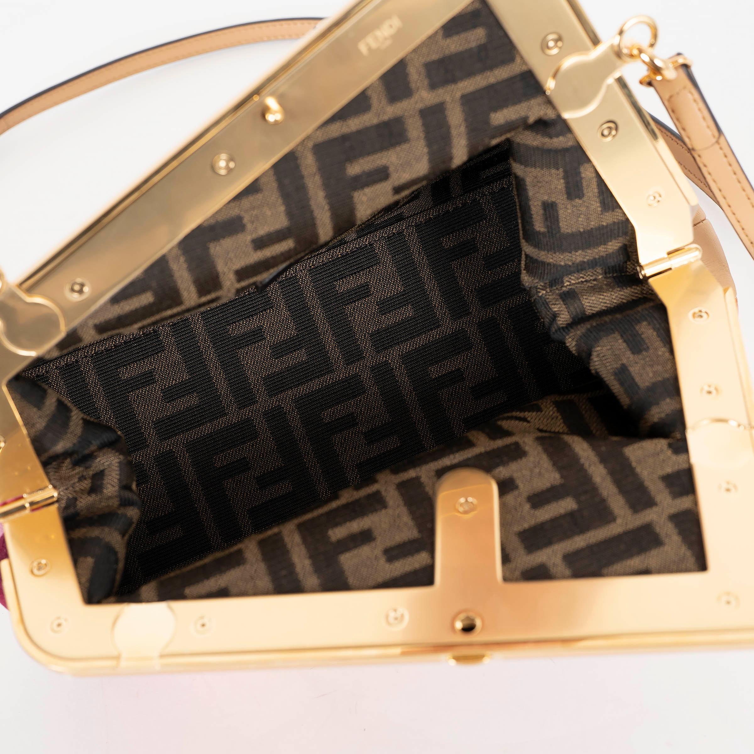 FENDI rose bordeaux beige FRIST SMALL STRIPED Sac à bandoulière Pour femmes en vente