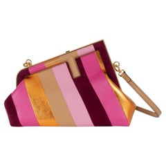 FENDI rose bordeaux beige FRIST SMALL STRIPED Sac à bandoulière