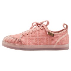 Fendi Pink Canvas And PVC FF Logo Low-Top Sneakers Size 40