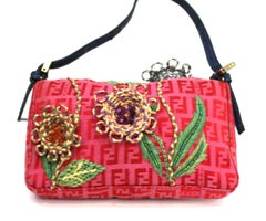 Fendi Pink Canvas Baguette Small Bag