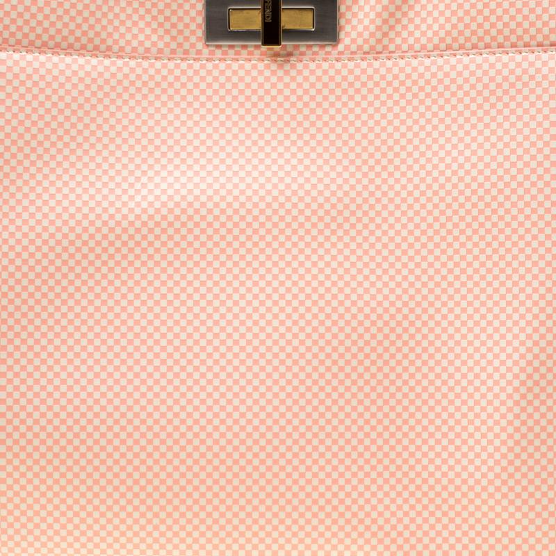 Fendi Pink Color Block Patent with Sequin Lined Large Peekaboo Top Handle Bag 3