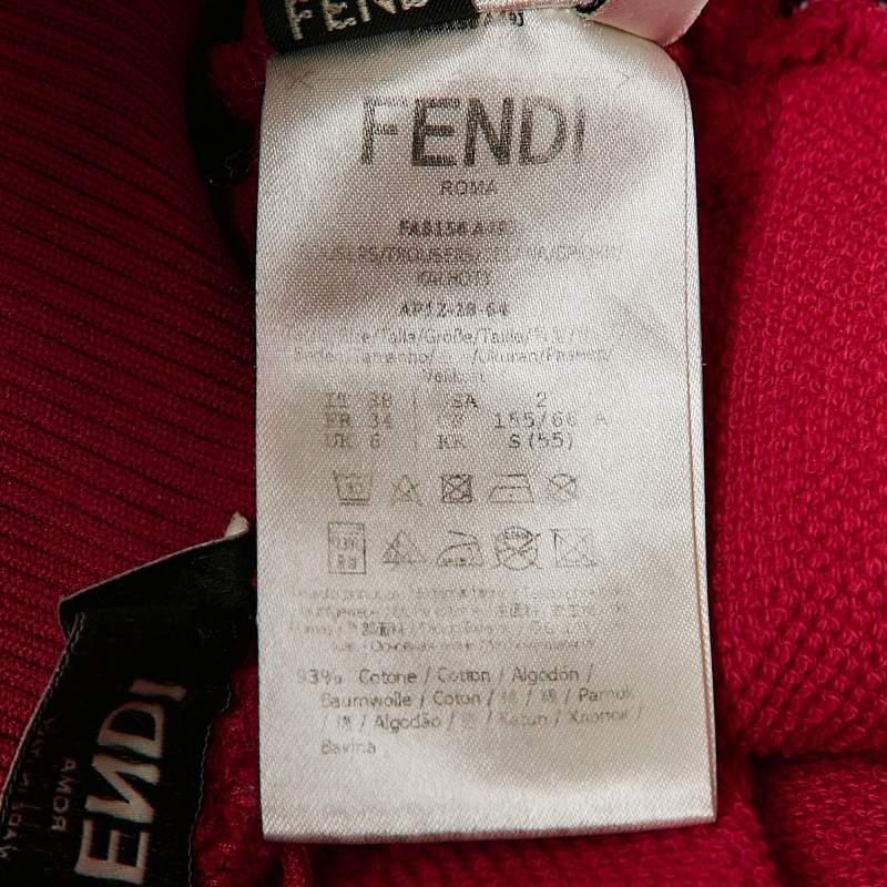 Fendi Pink Cotton Knit Logo Band Detail Track Pants S 2