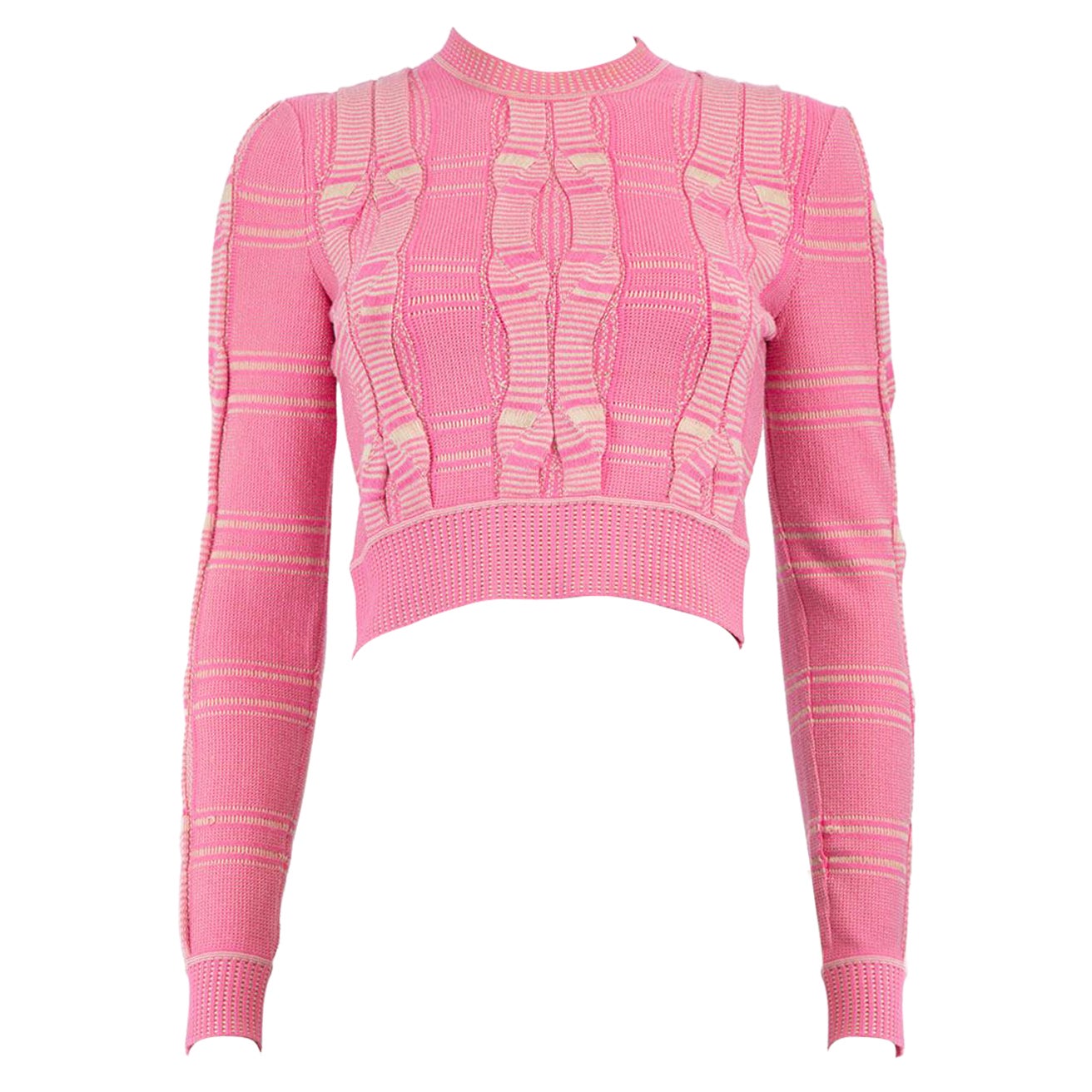 Fendi Pink Cropped Knit Jumper Size XS