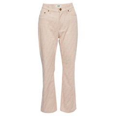 Fendi Pink FF Pattern Denim Straight Fit Jeans M/Waist 29"