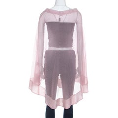 Fendi Pink Geometric Print Sheer Silk Poncho S