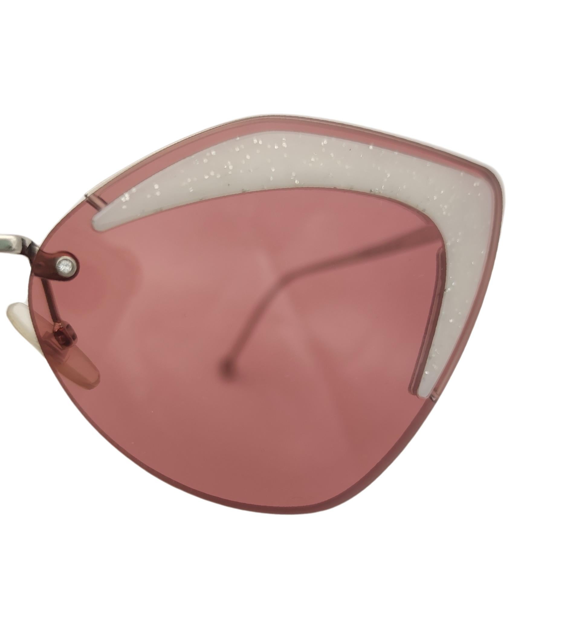 Women's Fendi pink glitter rimless sunglasses For Sale