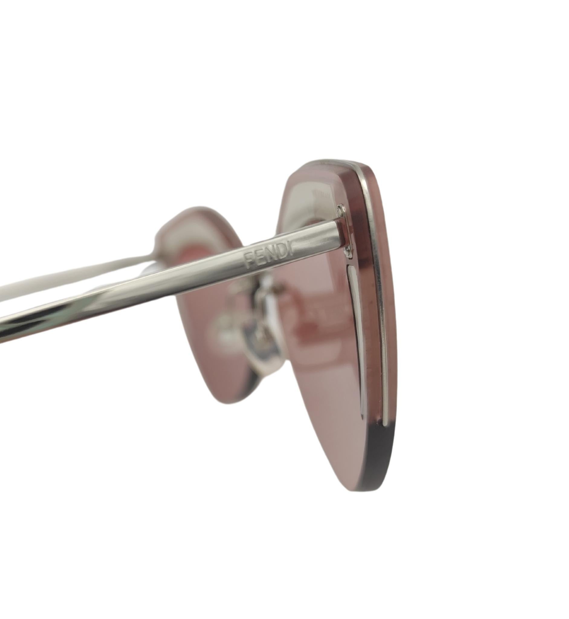 Fendi pink glitter rimless sunglasses For Sale 1
