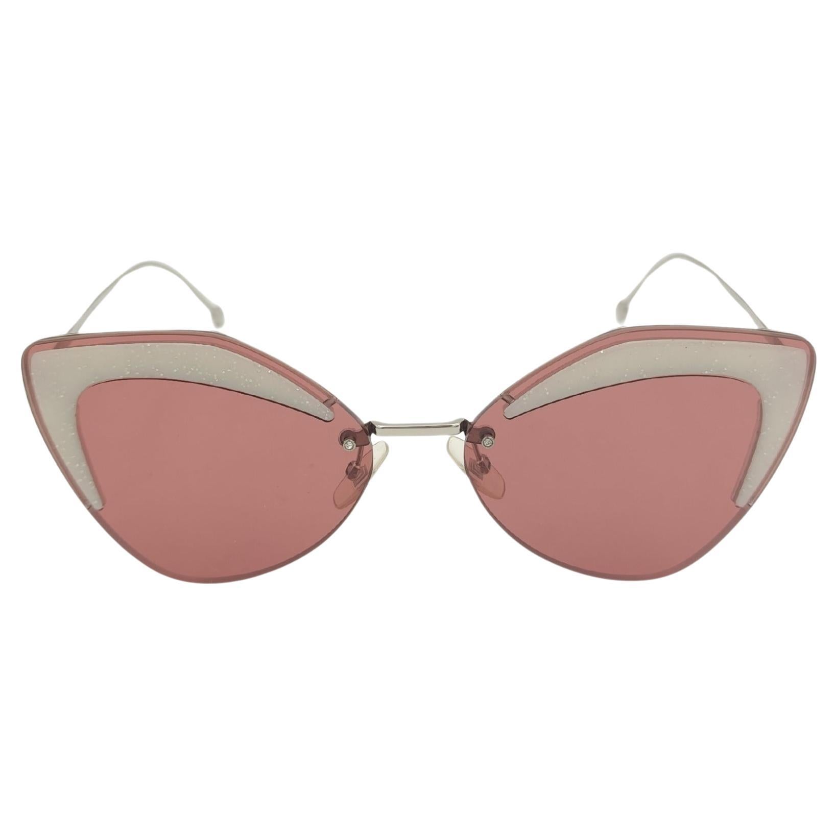 Fendi pink glitter rimless sunglasses For Sale