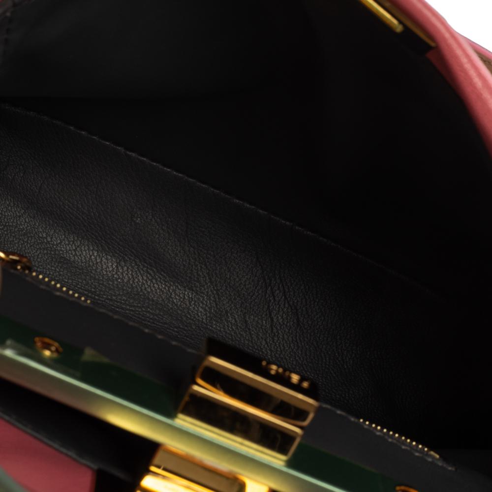 Fendi Pink/Green Leather Mini Peekaboo Top Handle Bag 6
