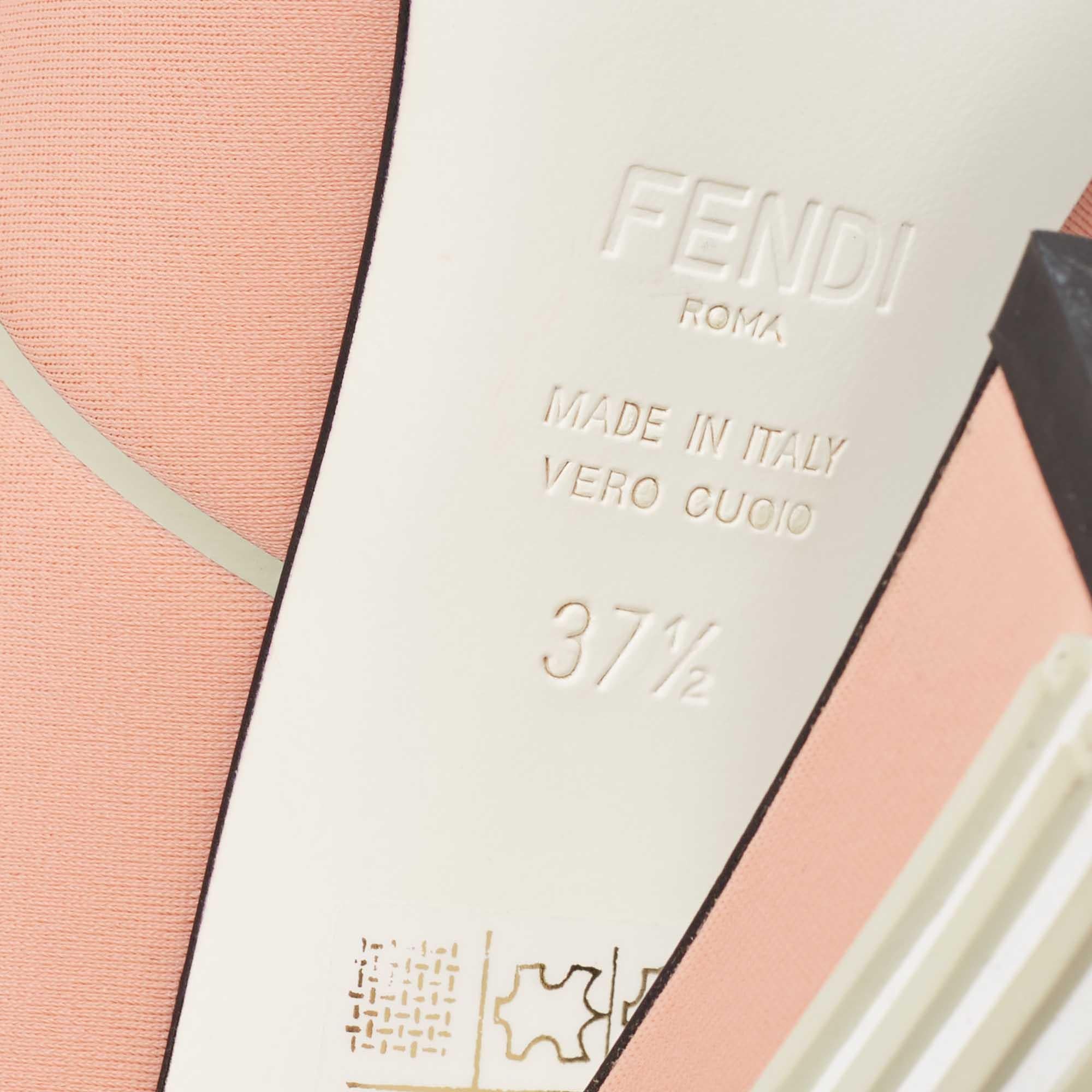 Fendi Pink/Grey Neoprene and Rubber FFreedom Pumps Size 37.5 In Good Condition In Dubai, Al Qouz 2