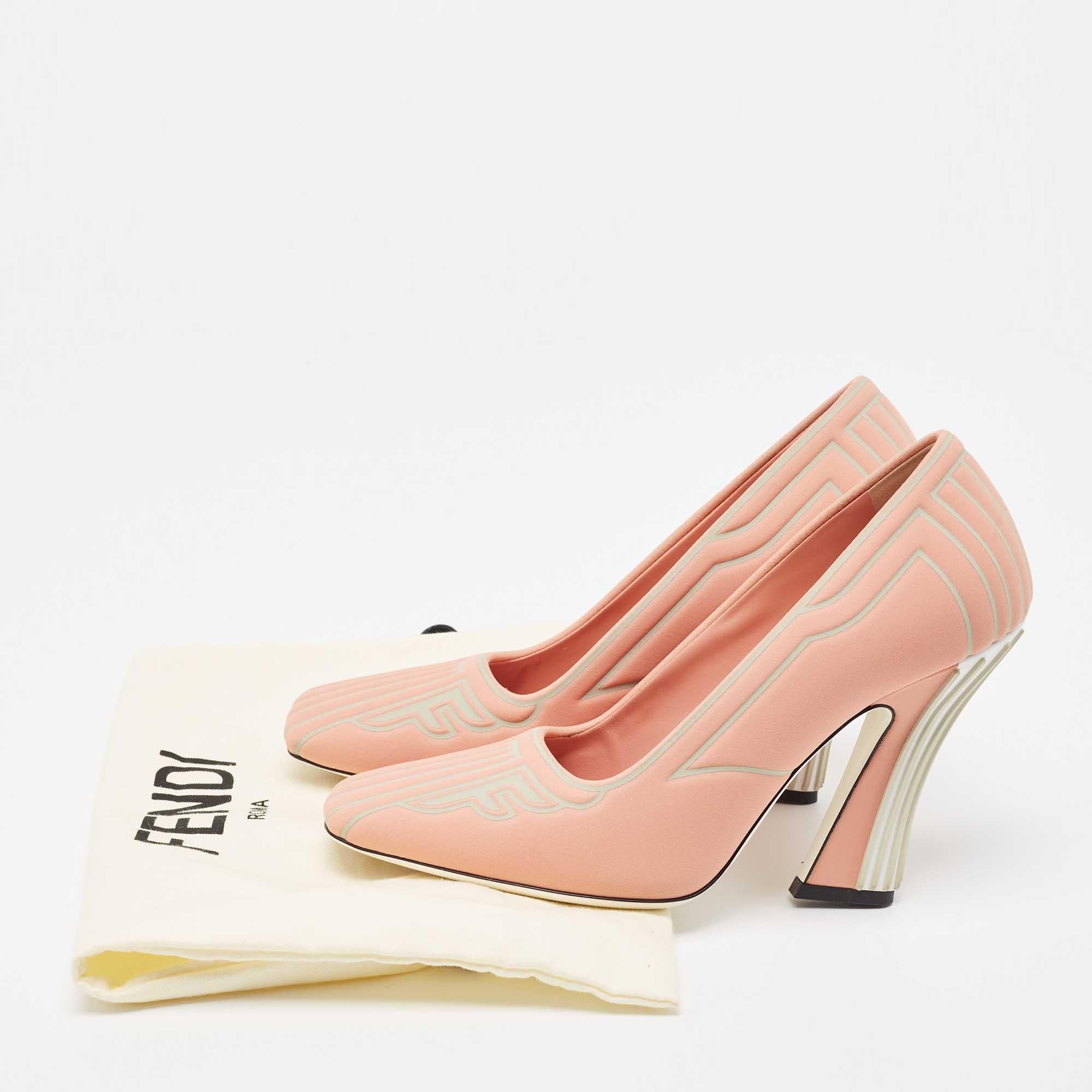 Fendi Pink/Grey Neoprene and Rubber FFreedom Pumps Size 37.5 4