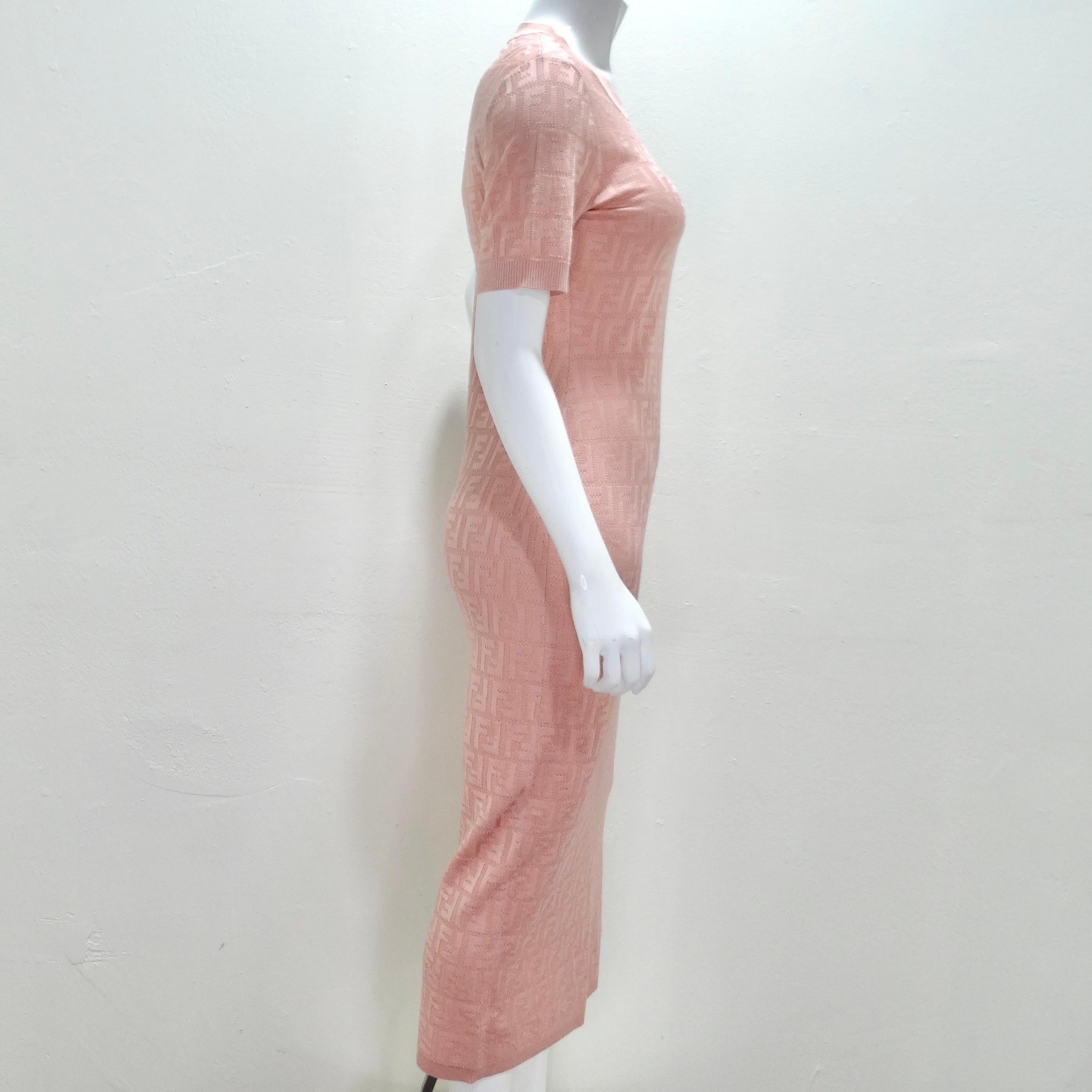 Women's or Men's Fendi Pink Jacquard Monogram Crewneck Dress