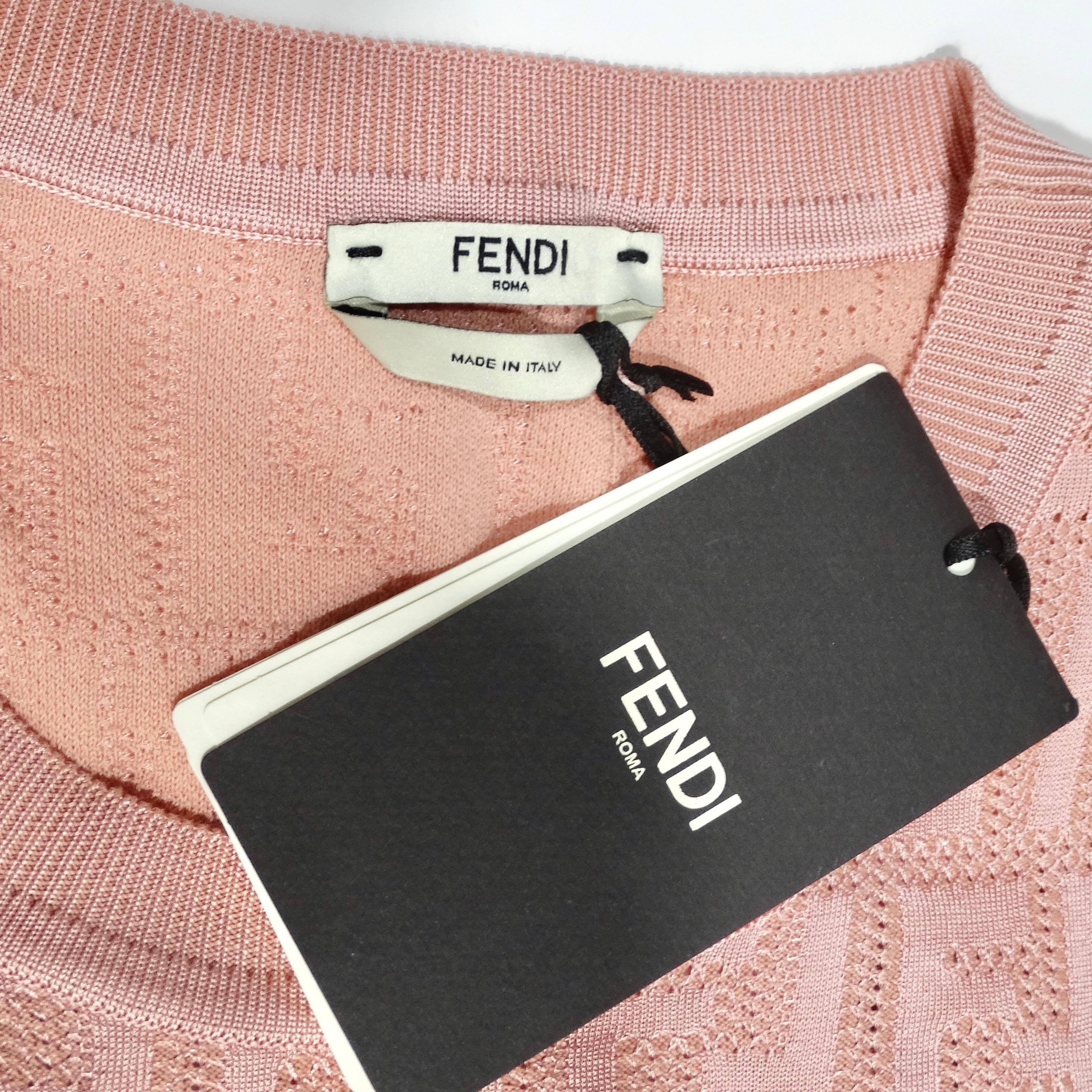 Fendi Pink Jacquard Monogram Crewneck Dress 4