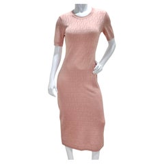 Vintage Fendi Pink Jacquard Monogram Crewneck Dress
