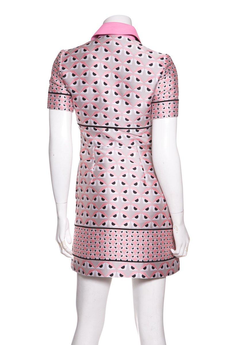 FENDI  Pink Jacquard Monster Dress SZ 36 In Excellent Condition For Sale In Scottsdale, AZ