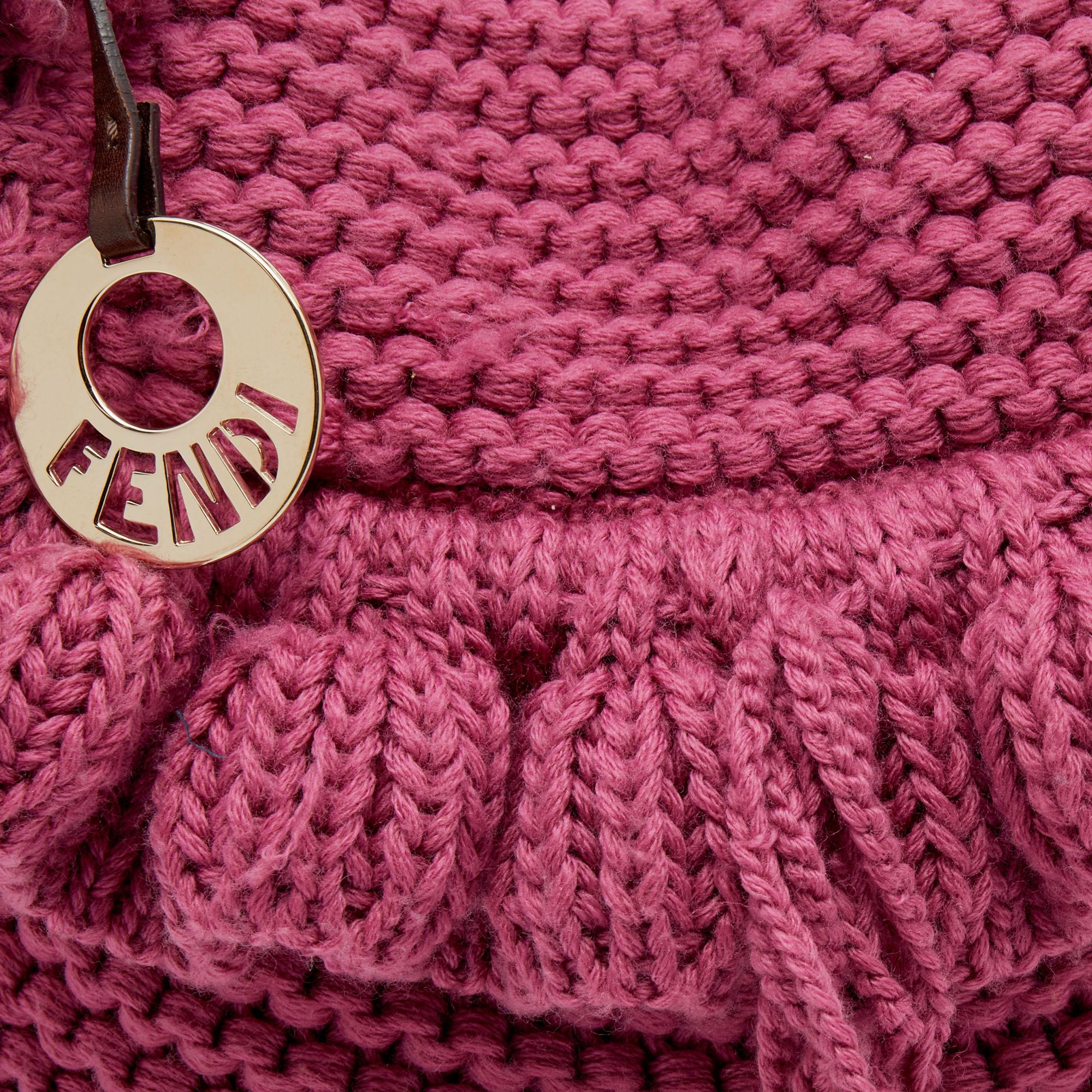 Fendi Pink Knit Chef Flap Bag 3