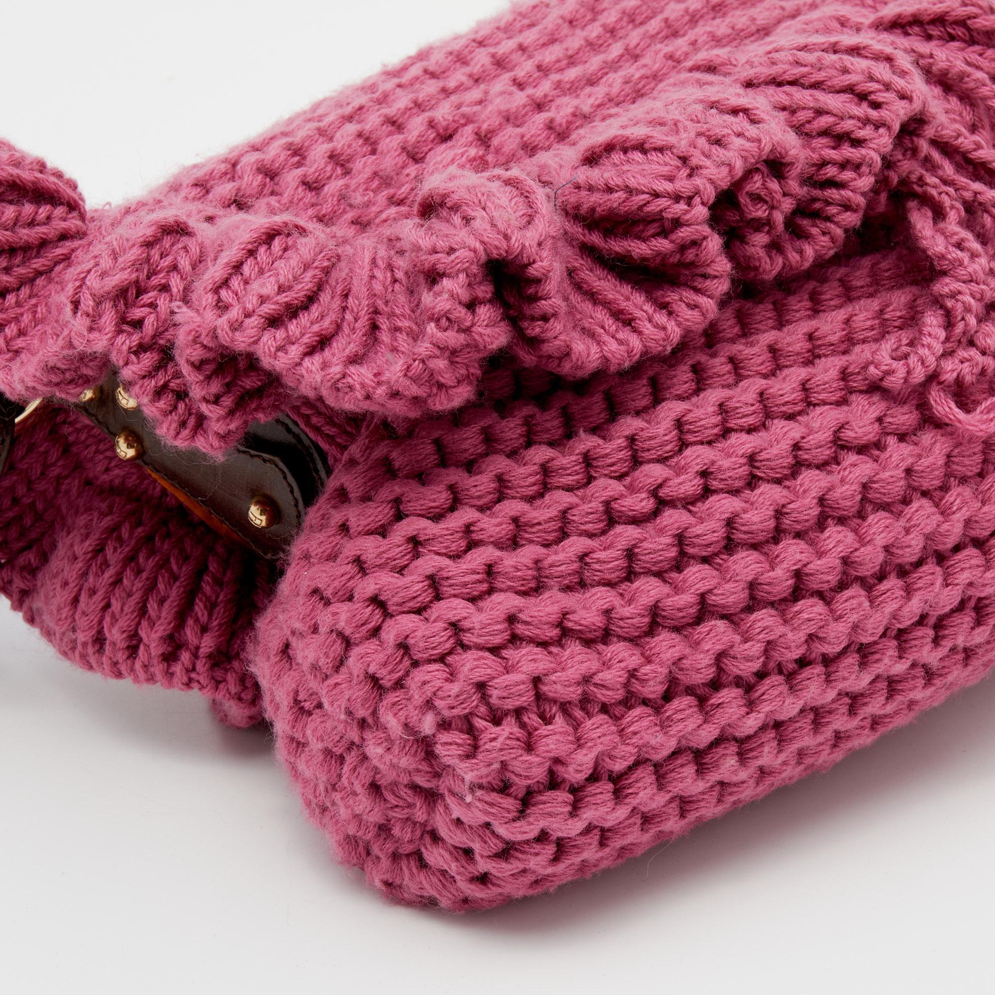 Fendi Pink Knit Chef Flap Bag 1