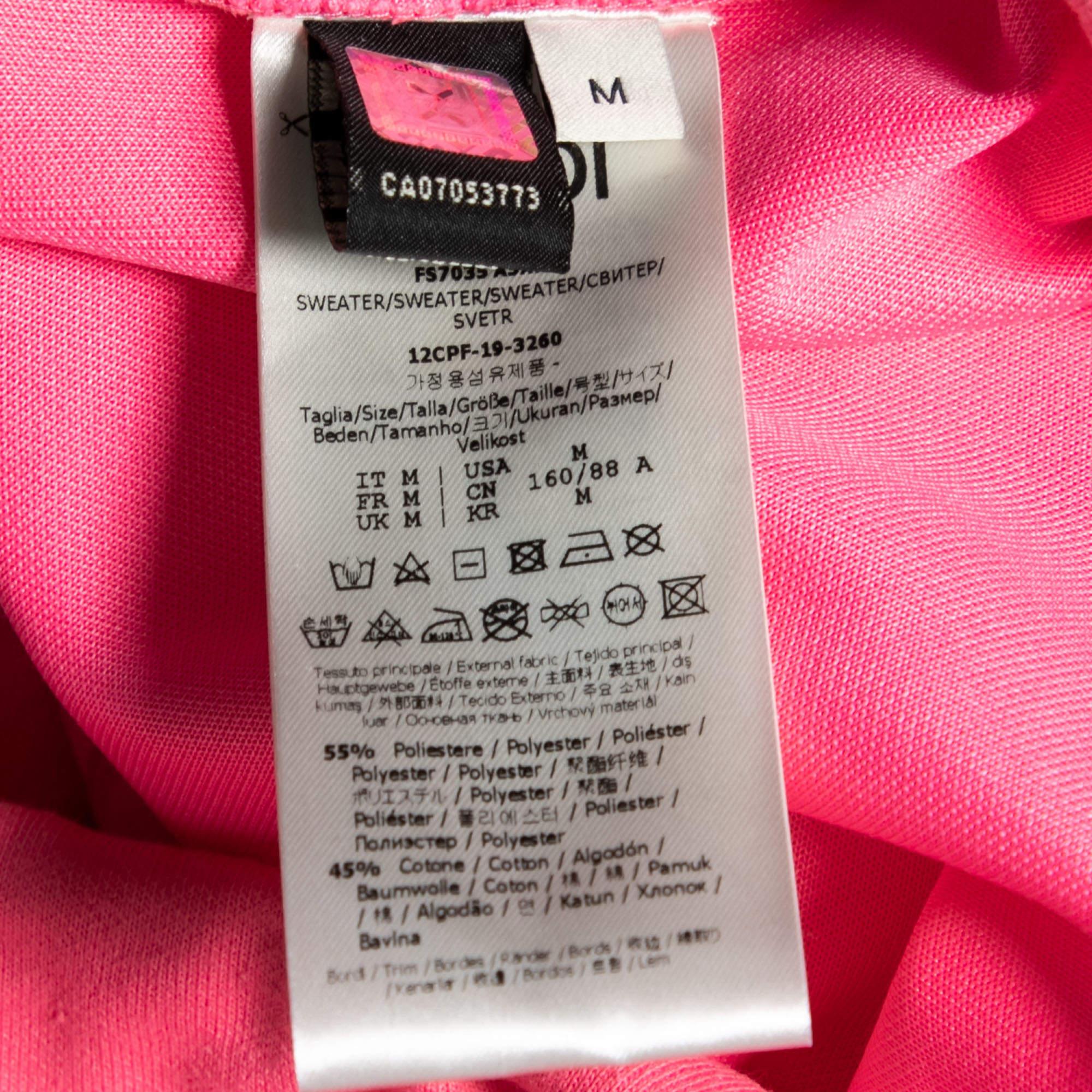 Fendi Felpa con cappuccio Nicki Minaj stampata e ricamata in maglia rosa M in vendita 2