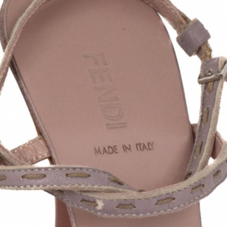 Fendi Pink Leather Ankle Strap Sandals Size 37.5 4