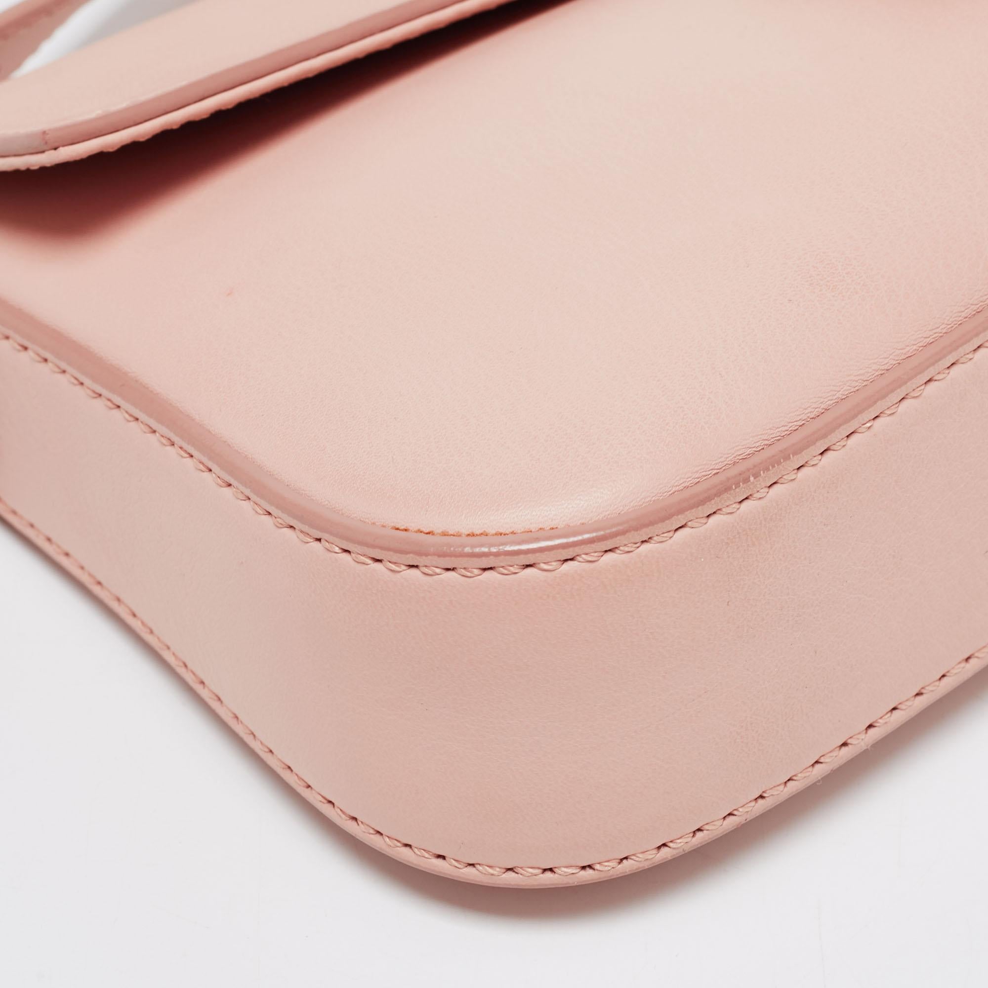 Fendi Pink Leather Baguette Shoulder Bag 3