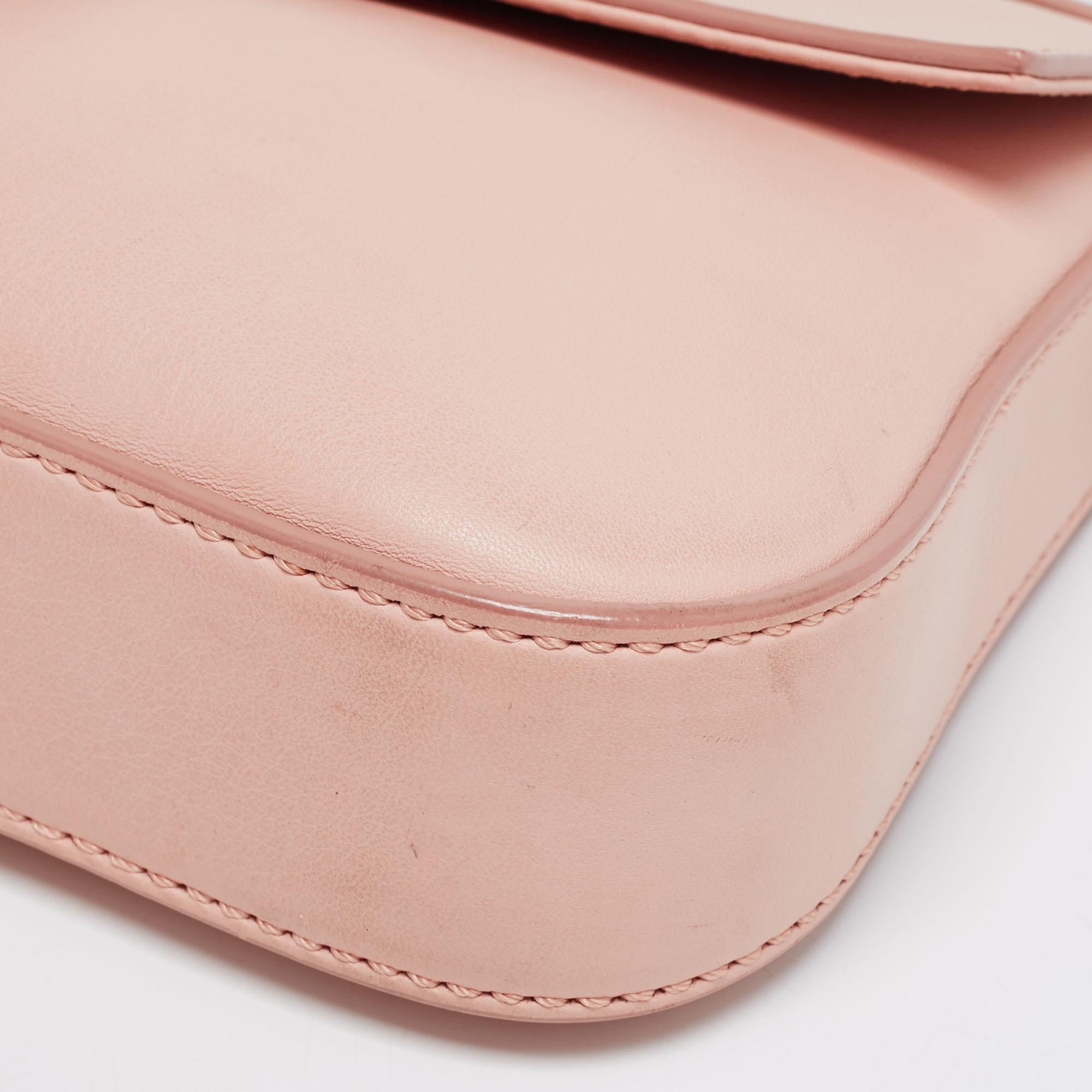 Fendi Pink Leather Baguette Shoulder Bag 2