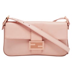 Fendi Pink Leather Baguette Shoulder Bag