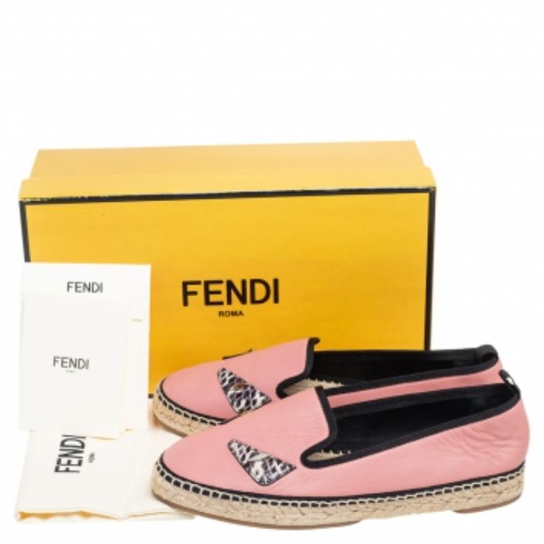 Fendi, pelle rosa, Bug Eye Espadrille Flats 37,5 in vendita 3