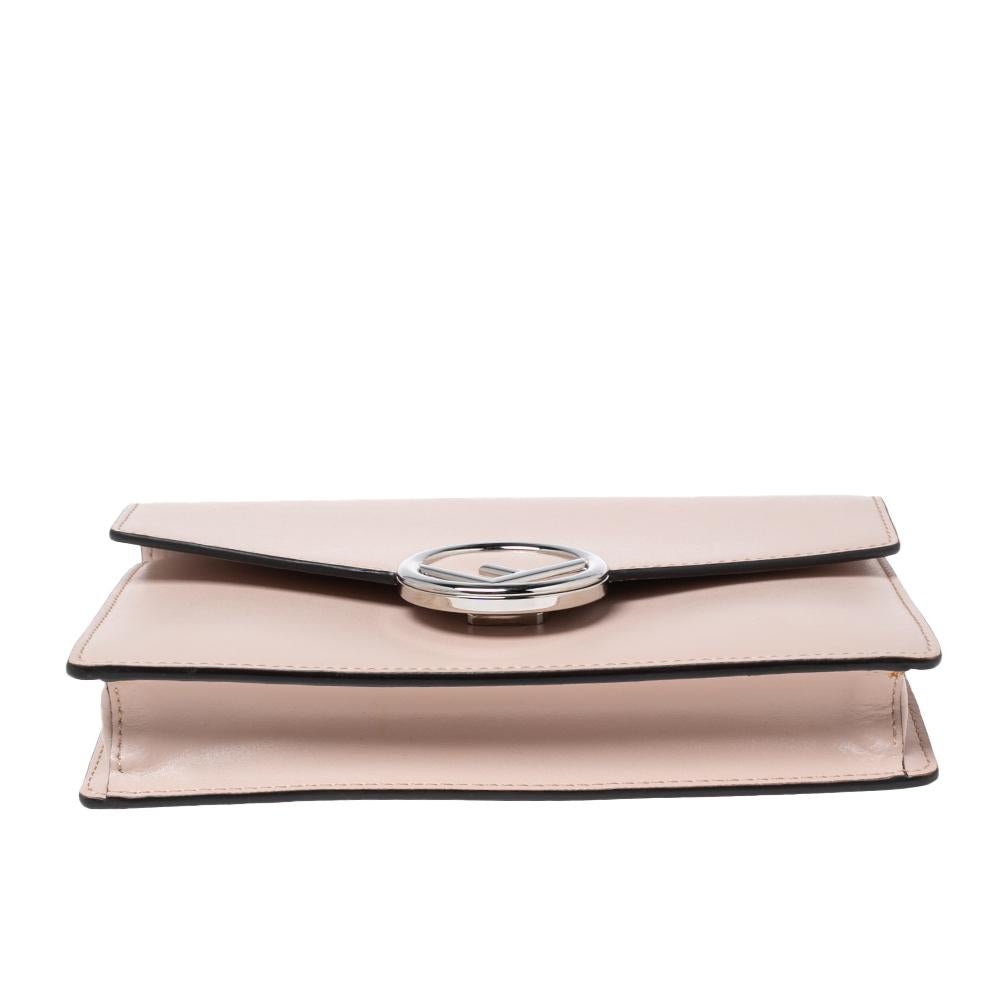 Beige Fendi Pink Leather F is Fendi Wallet On Chain