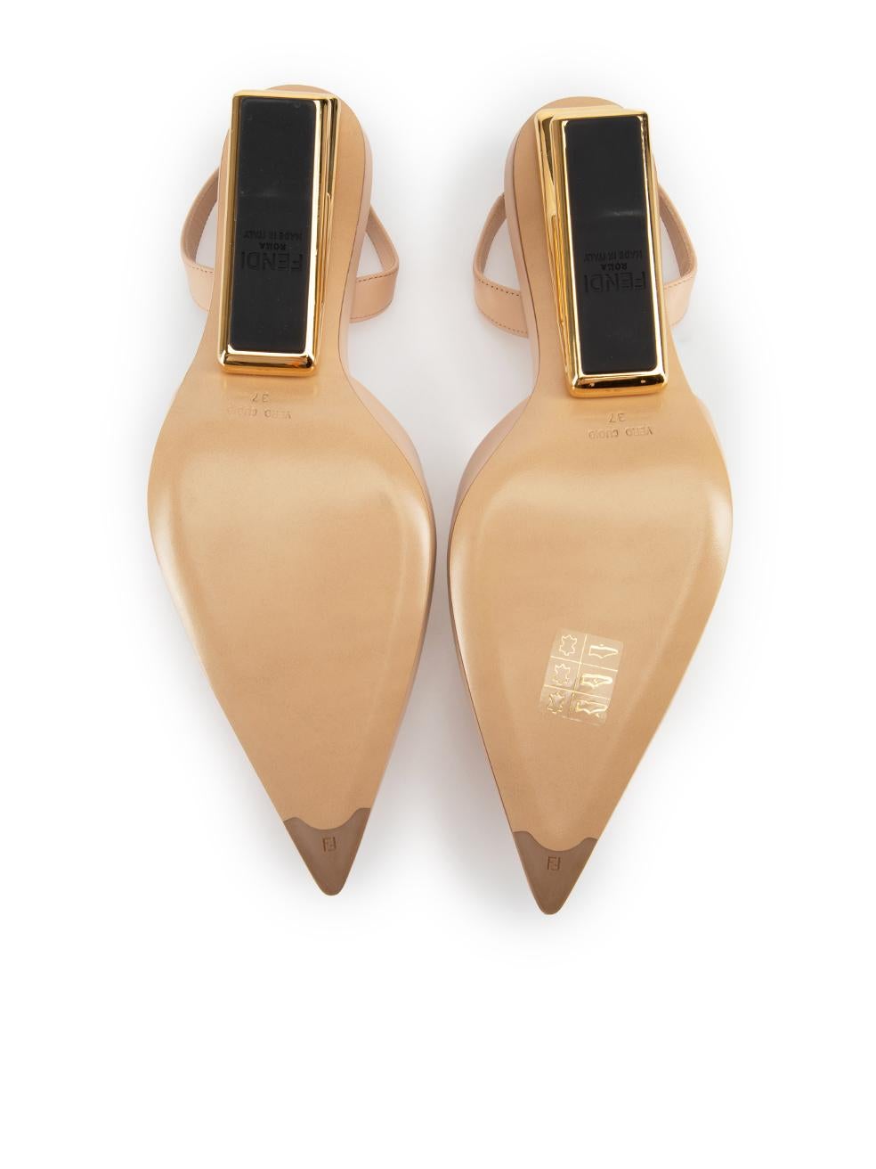 Women's Fendi Pink Leather First Slingback Pumps Size IT 37