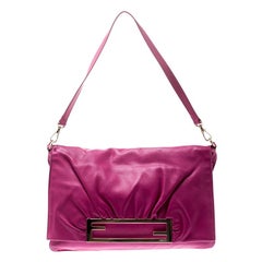 Fendi Pink Leather Flap Shoulder Bag