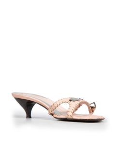 Fendi Pink Leather Kitten Heel Sandals Size IT 37.5