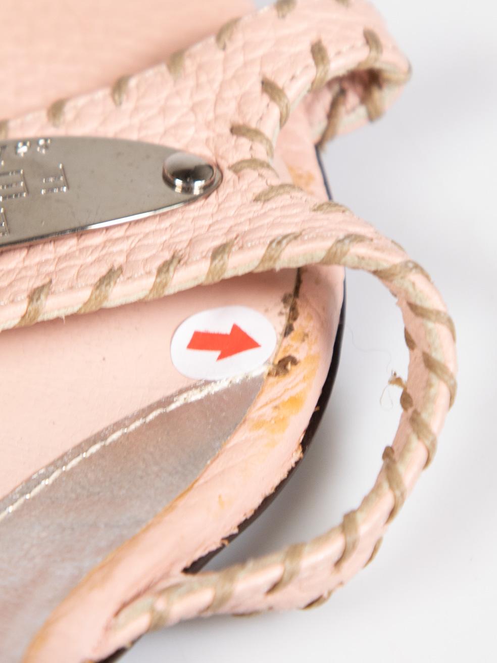 Fendi Pink Leather Kitten Heel Sandals Size IT 37.5 3