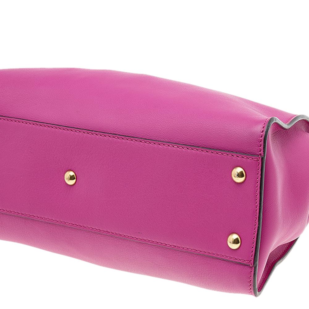 Fendi Pink Leather Medium Peekaboo Top Handle Bag 6
