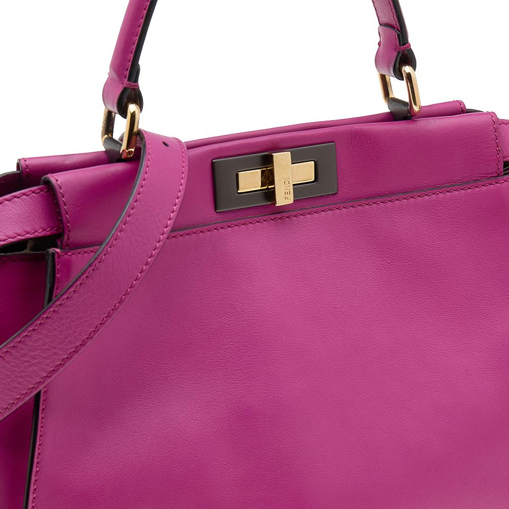 Fendi Pink Leather Medium Peekaboo Top Handle Bag 7