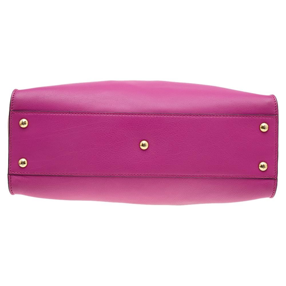 Fendi Pink Leather Medium Peekaboo Top Handle Bag 1
