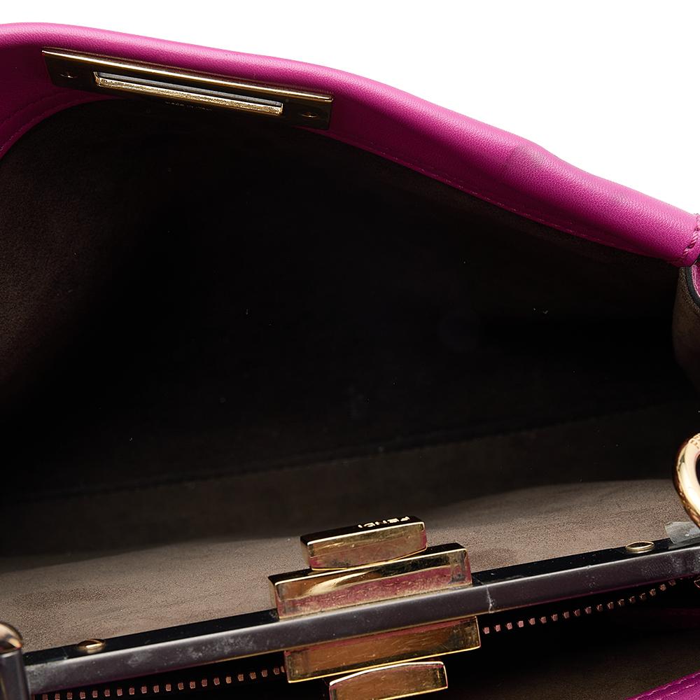 Fendi Pink Leather Medium Peekaboo Top Handle Bag 2