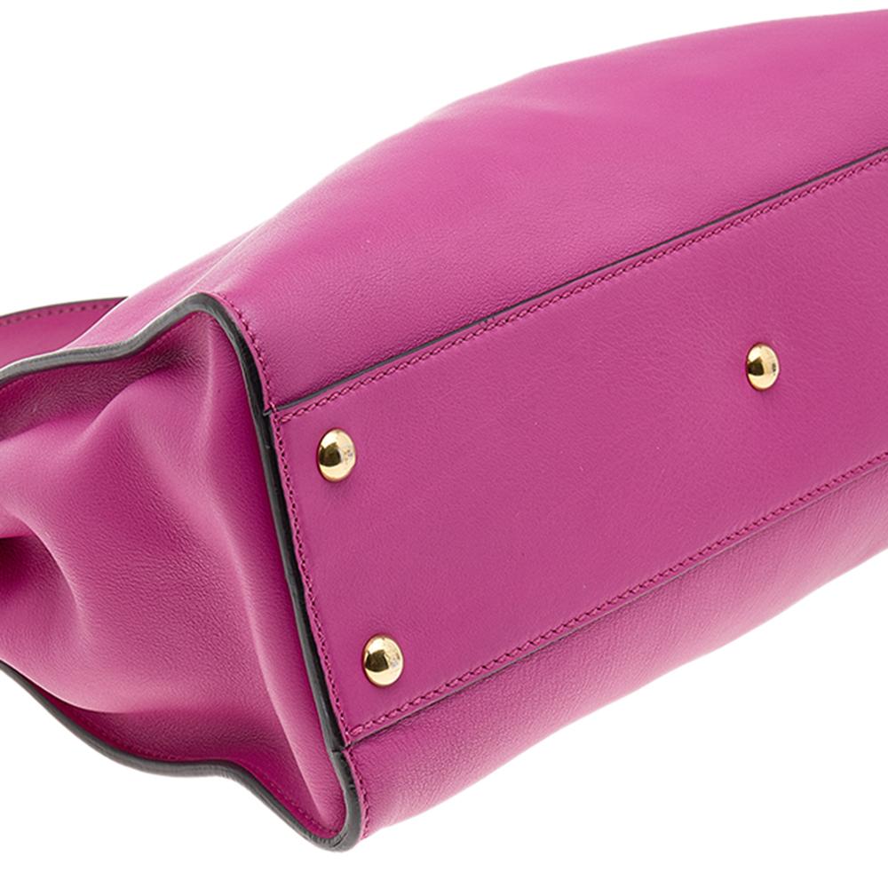 Fendi Pink Leather Medium Peekaboo Top Handle Bag 5