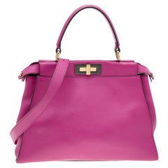 Fendi Pink Leather Medium Peekaboo Top Handle Bag