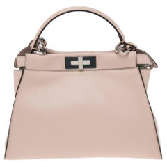 Used Fendi Pink Leather Medium Peekaboo Top Handle Bag