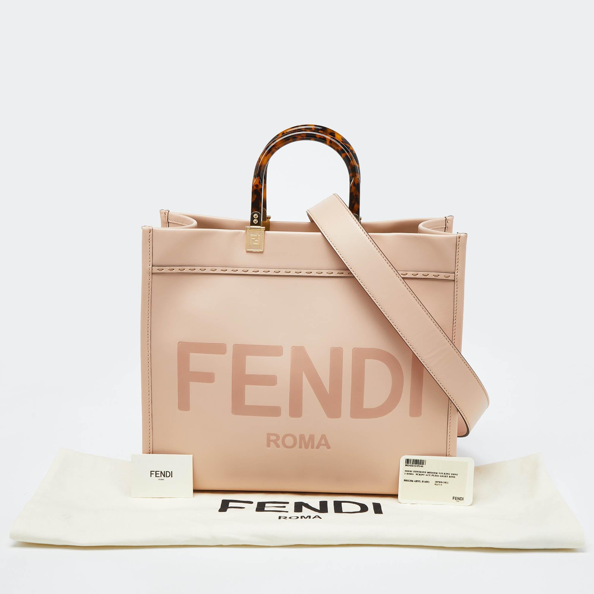 Fendi Pink Leather Medium Sunshine Shopper Tote 5