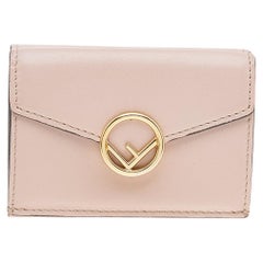Used Fendi Pink Leather Micro F is Fendi Trifold Wallet