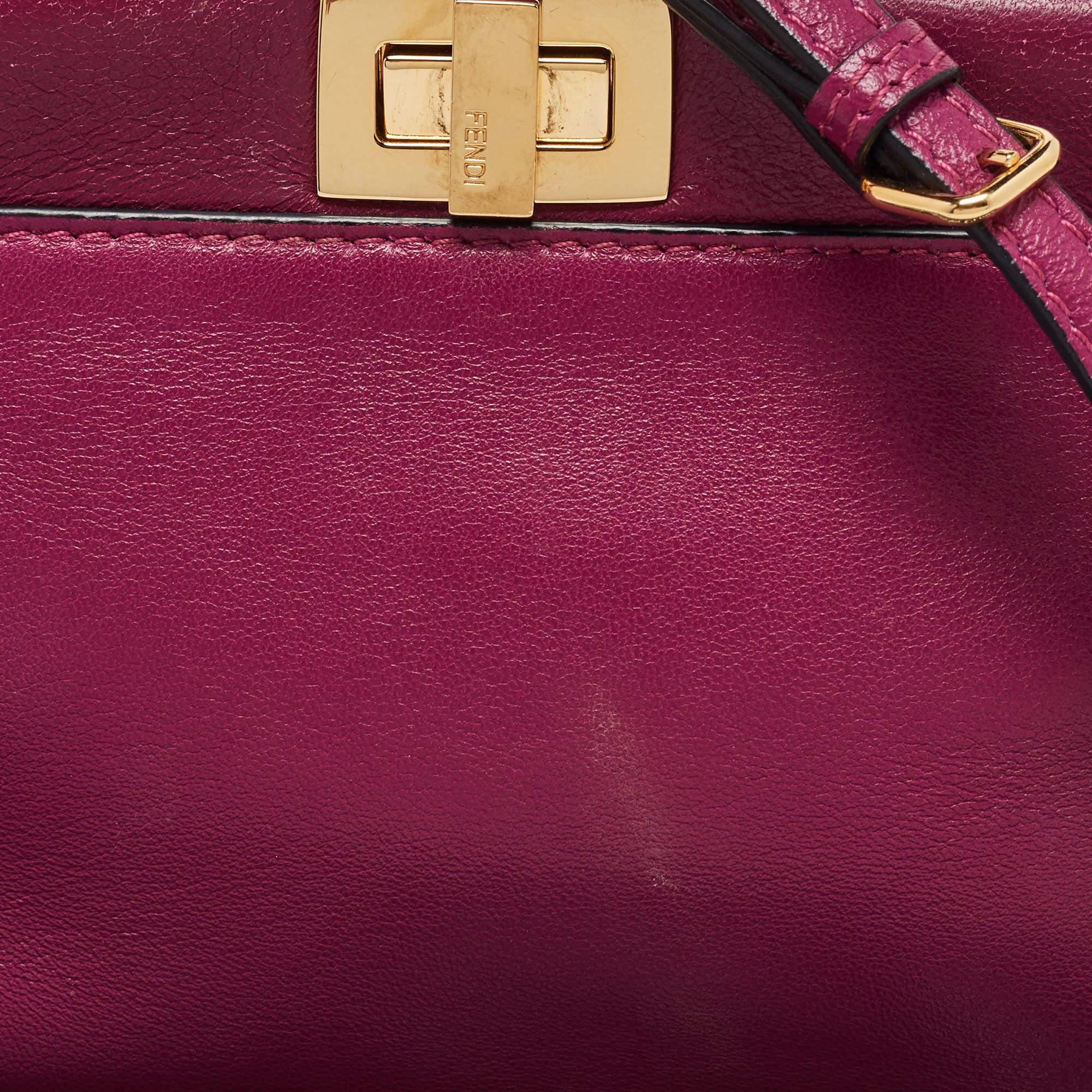 Fendi Pink Leather Micro Peekaboo Crossbody Bag 3