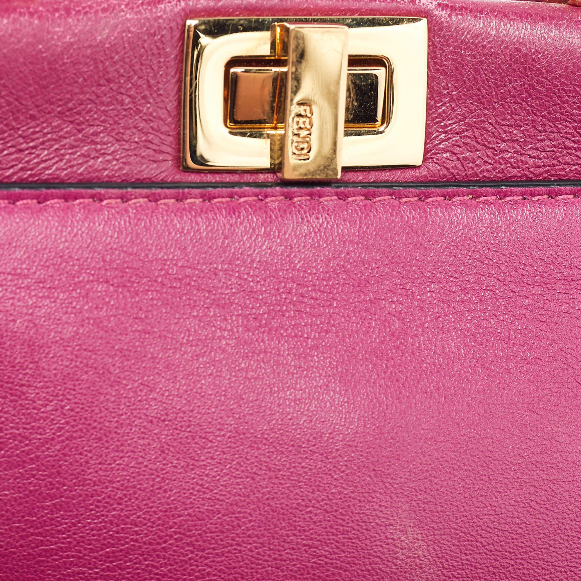 Fendi Pink Leather Micro Peekaboo Crossbody Bag 4