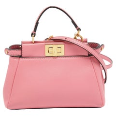 Fendi Pink Leather Micro Peekaboo Crossbody Bag