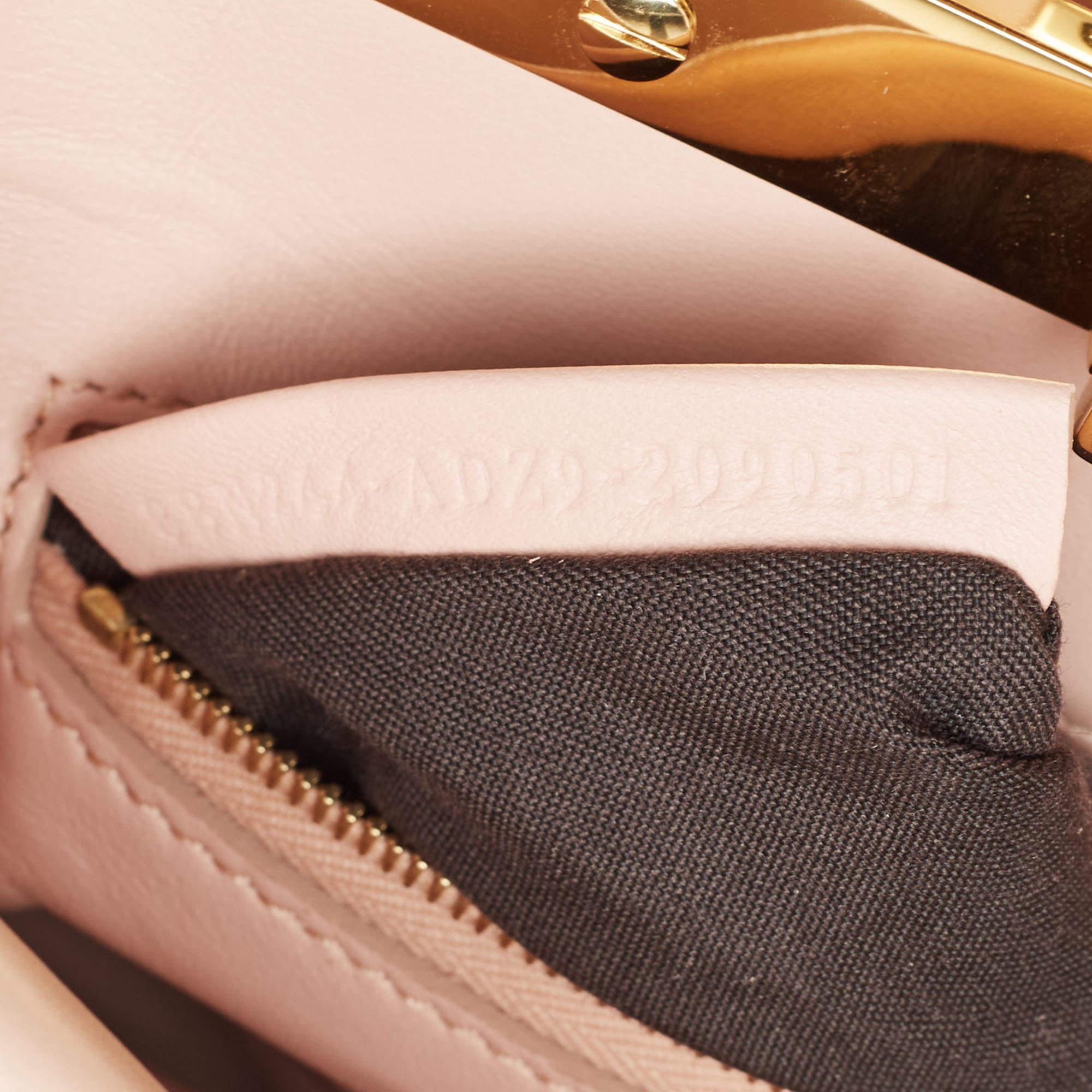 Fendi Pink Leather Mini Fringe Peekaboo Top Handle Bag For Sale 2